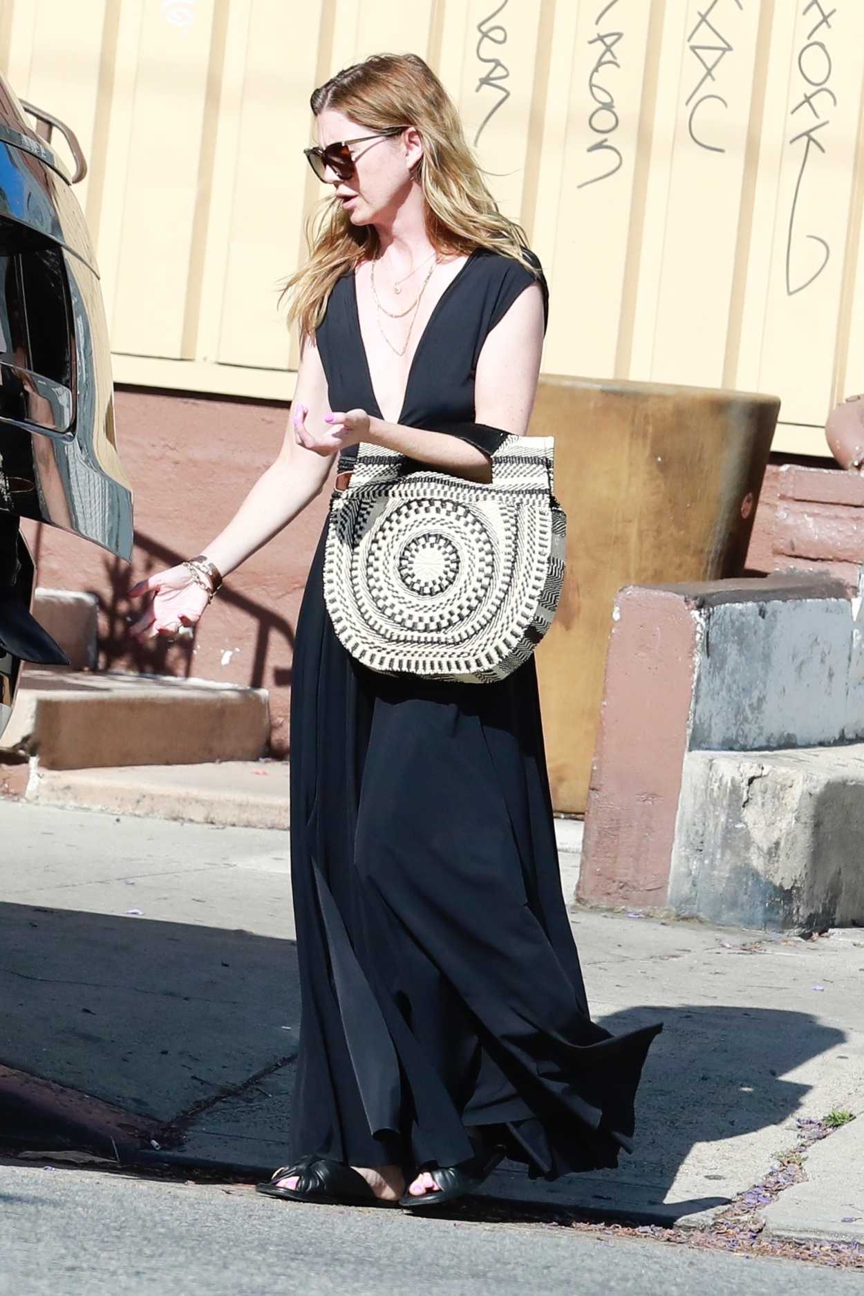Ellen Pompeo in a Black Dress Was Seen Out in Los Feliz 06/08/2019