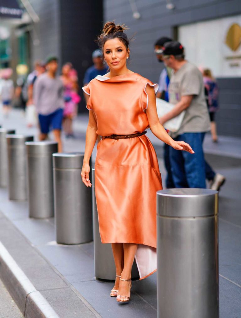 Eva Longoria In An Orange Dress Arrives At The Today Show In New York City 08052019 