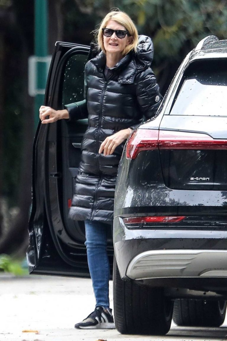 Laura Dern in a Black Puffer Coat Visits a Friend in Santa Monica 04/06