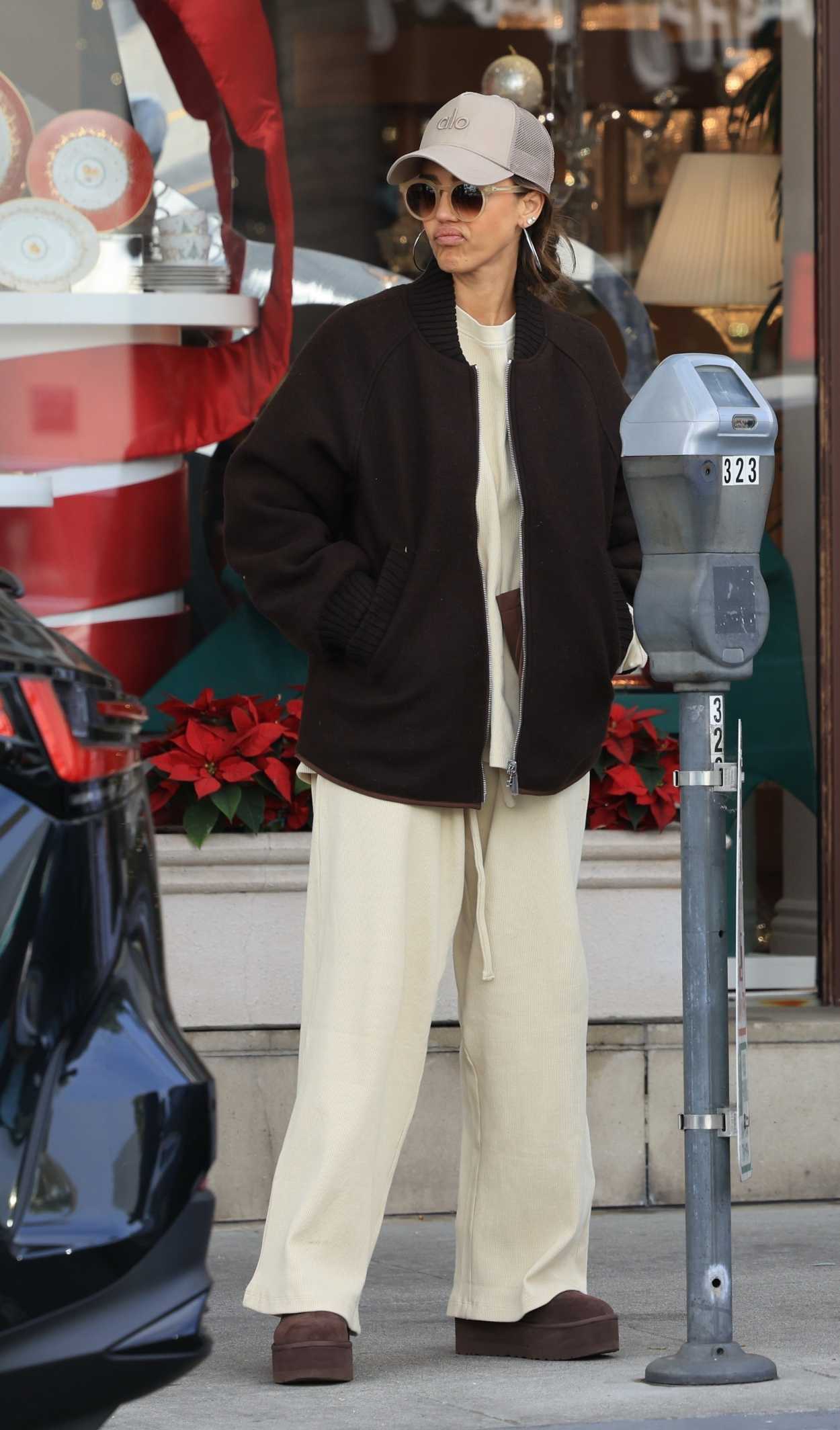 Jessica Alba In A Beige Cap Was Seen Out In Beverly Hills