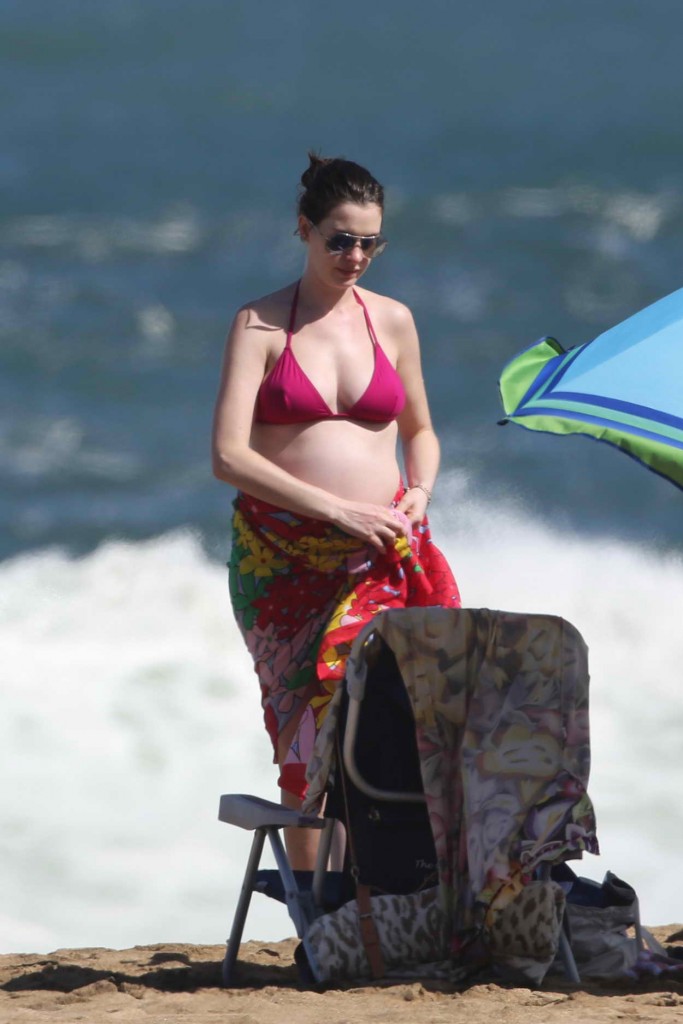 Anne Hathaway in a Red Bikini at the Beach in Hawaii 01/03/2016 -2