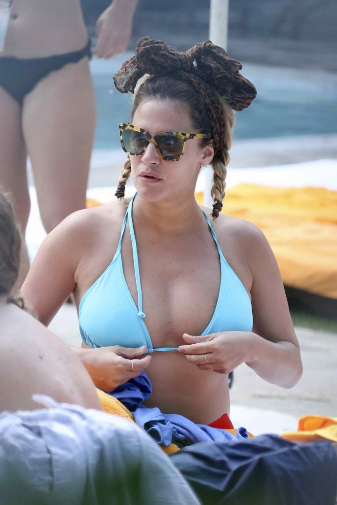 Caroline Flack in Bikini at a Poolside in Miami 01/02/2016-2