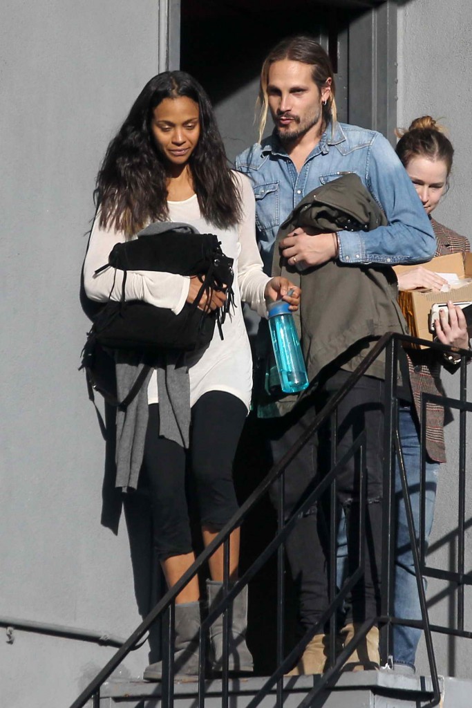 Zoe Saldana and Her Husband Marco Perego in Beverly Hills 01/13/2016-2