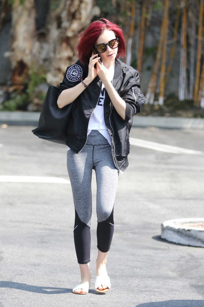 Lily Collins Steps Out to the Gym in West Hollywood 07/07/2016-2