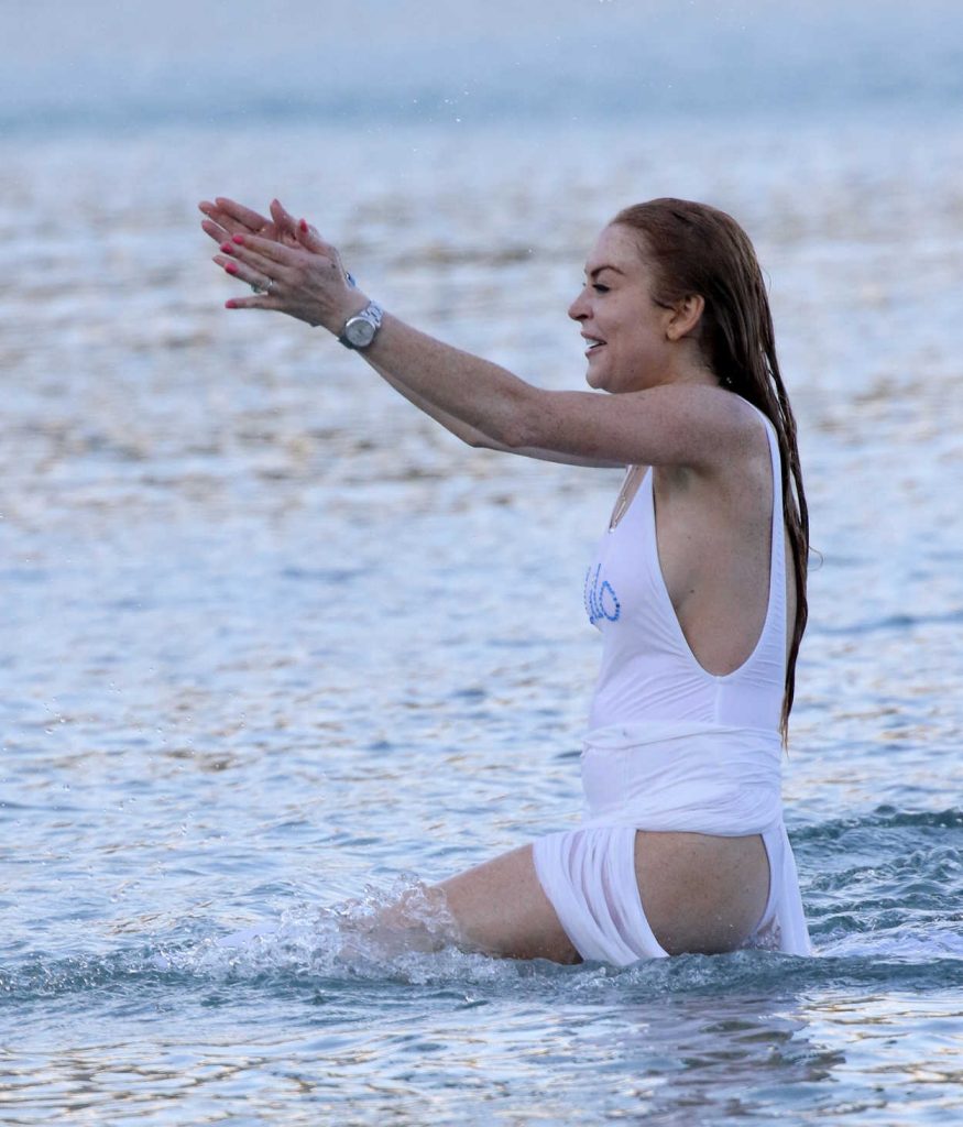 Lindsay Lohan at the Beach in Mykonos 07/04/2016-3
