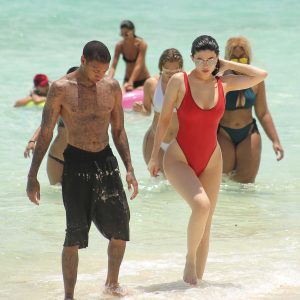 Kylie Jenner In A Red Swimsuit At The Beach In Turks And Caicos Celebsla Com