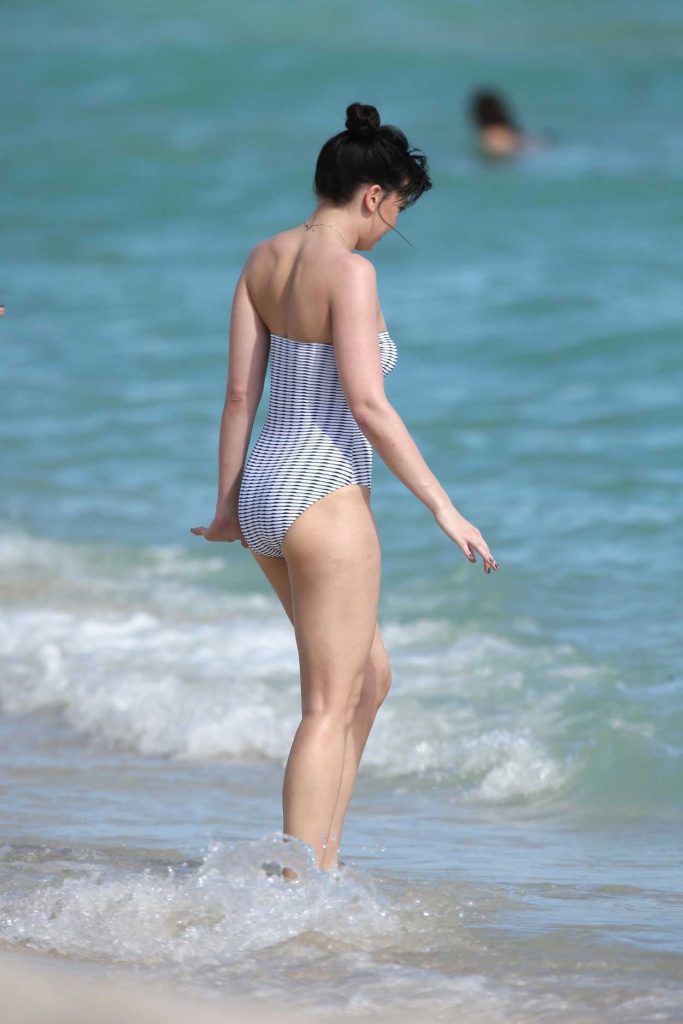 Daisy Lowe Wearing a Swimsuit at the Beach in Miami 12/23/2016-2