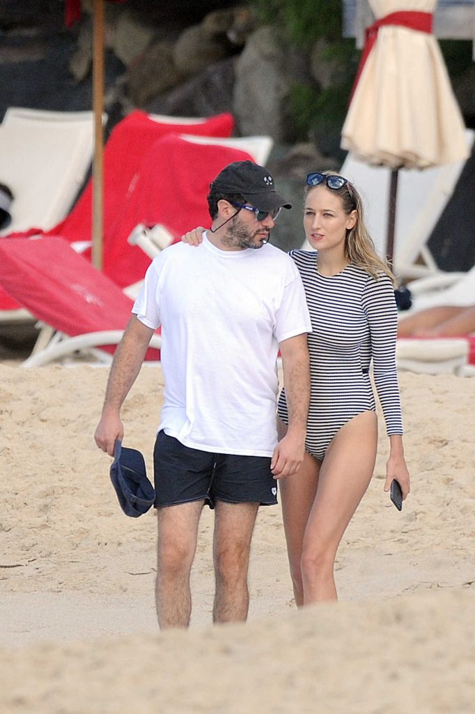 Leelee Sobieski With Her Husband Adam Kimmel at the Beach on St. Barts 12/30/2016-1
