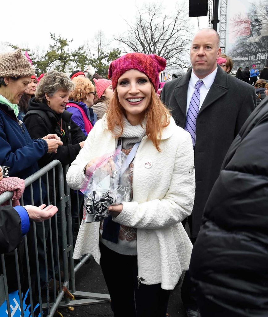 Jessica Chastain at the Women's March on Washington 01/21/2017-1