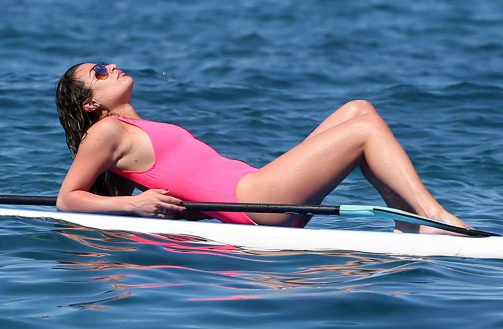Lea Michele Wearing a Pink Swimsuit at the Beach in Hawaii 02/23/2017-5