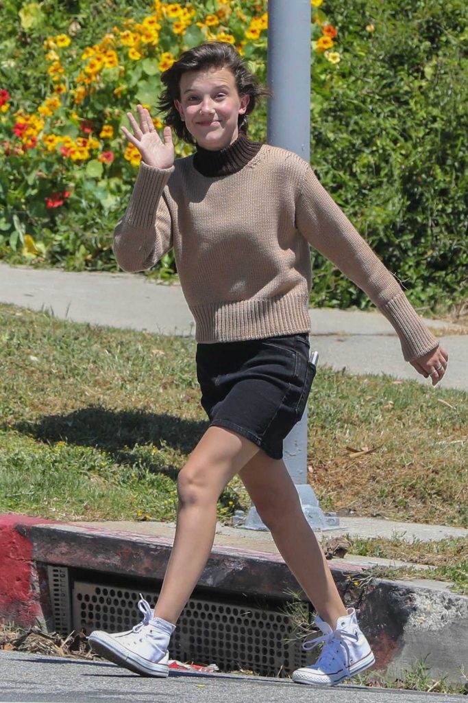 Millie Bobby Brown Films at the Black Dahlia House in Los Angeles 04/20/2017-3