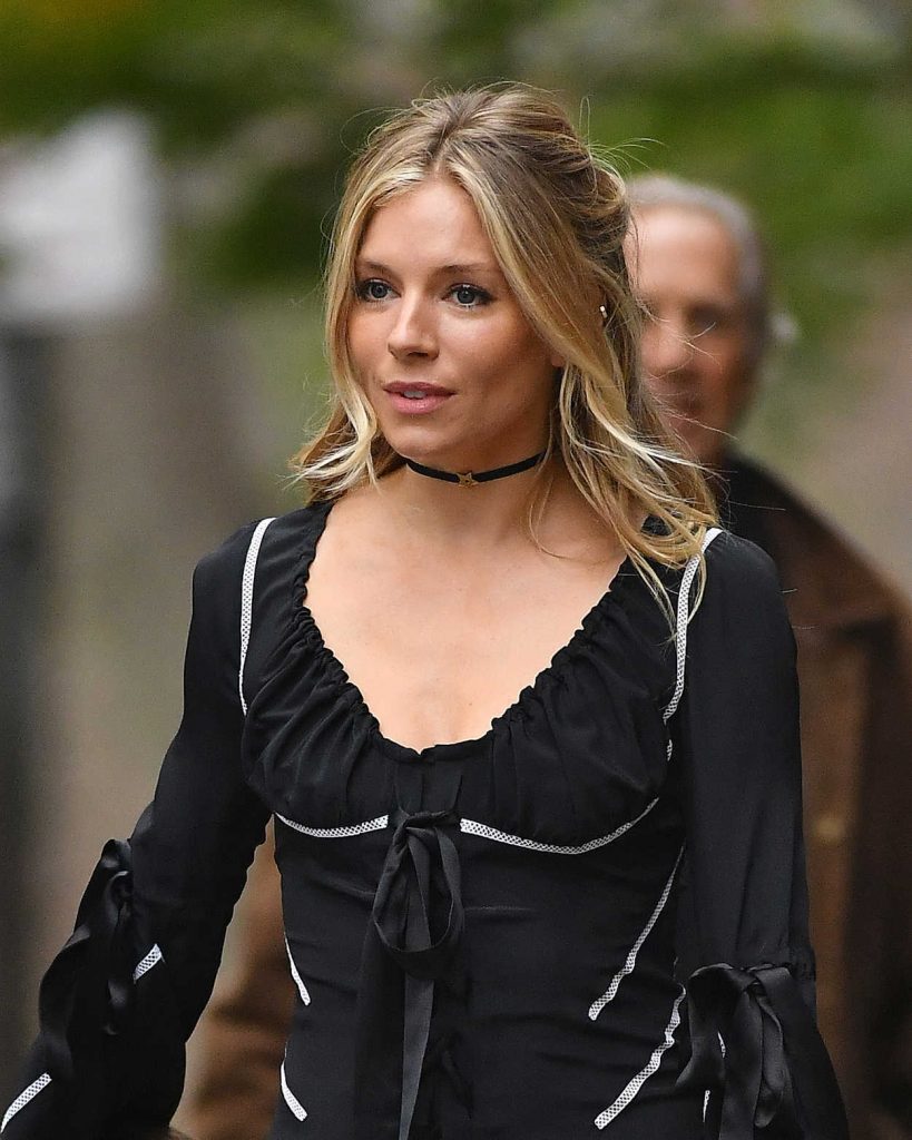 Sienna Miller Wears a Black Dress Out in New York City 04/19/2017-5