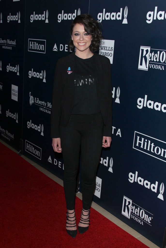 Tatiana Maslany at the 28th Annual GLAAD Media Awards in Los Angeles 04/01/2017-1