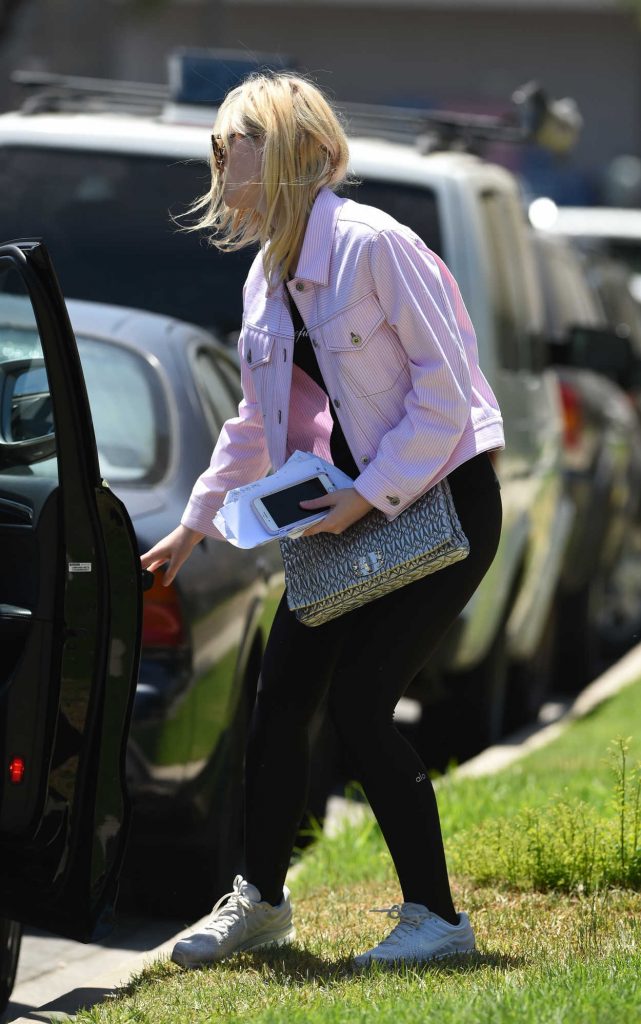 Elle Fanning Wears a Pink Jacket Out in LA 06/13/2017-5