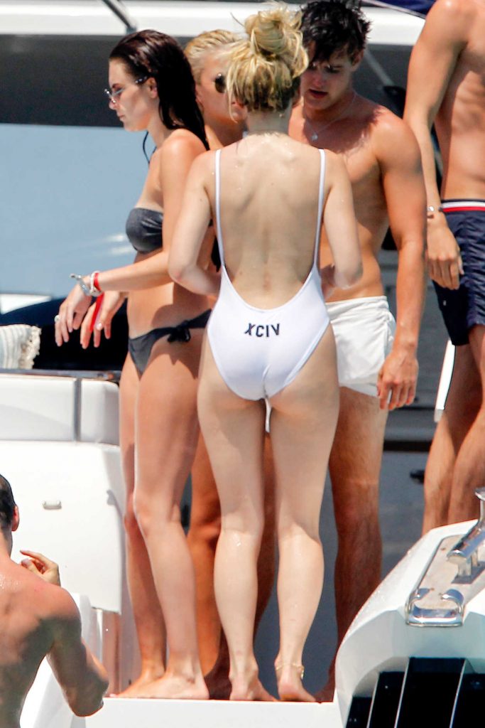 Lottie Moss Wears a White Swimsuit on a Yacht in Formentera 06/16/2017-5