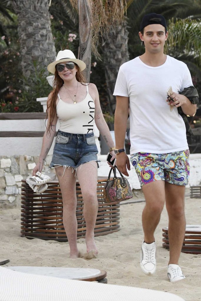 Lindsay Lohan Arrives at the Beach in Mykonos 06/30/2017-3