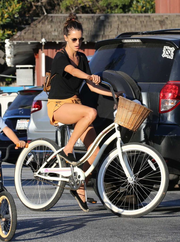 Alessandra Ambrosio Riding Her Bike in Brentwood 08/07/2017-1