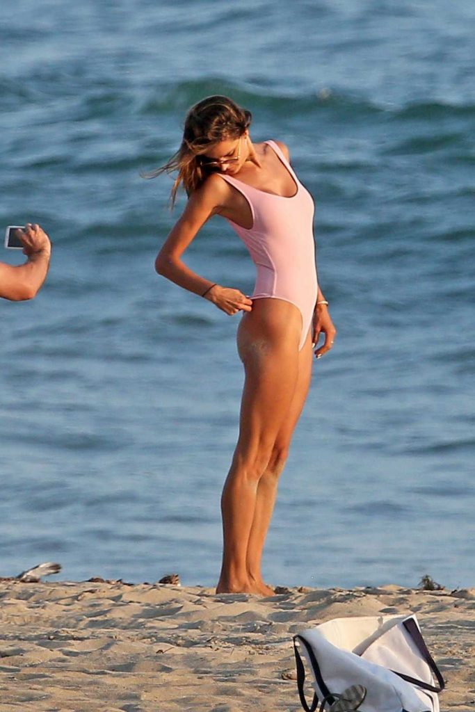 Alessandra Ambrosio Wears a Pink Swimsuit During a Photoshoot in Malibu 08/05/2017-3