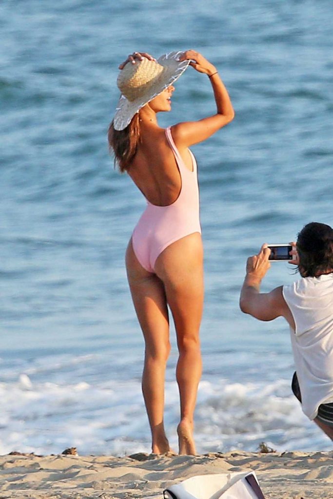 Alessandra Ambrosio Wears a Pink Swimsuit During a Photoshoot in Malibu 08/05/2017-5