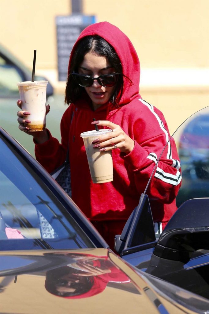 Vanessa Hudgens Wears a Red Tracksuit Out in Studio City 08/07/2017-5