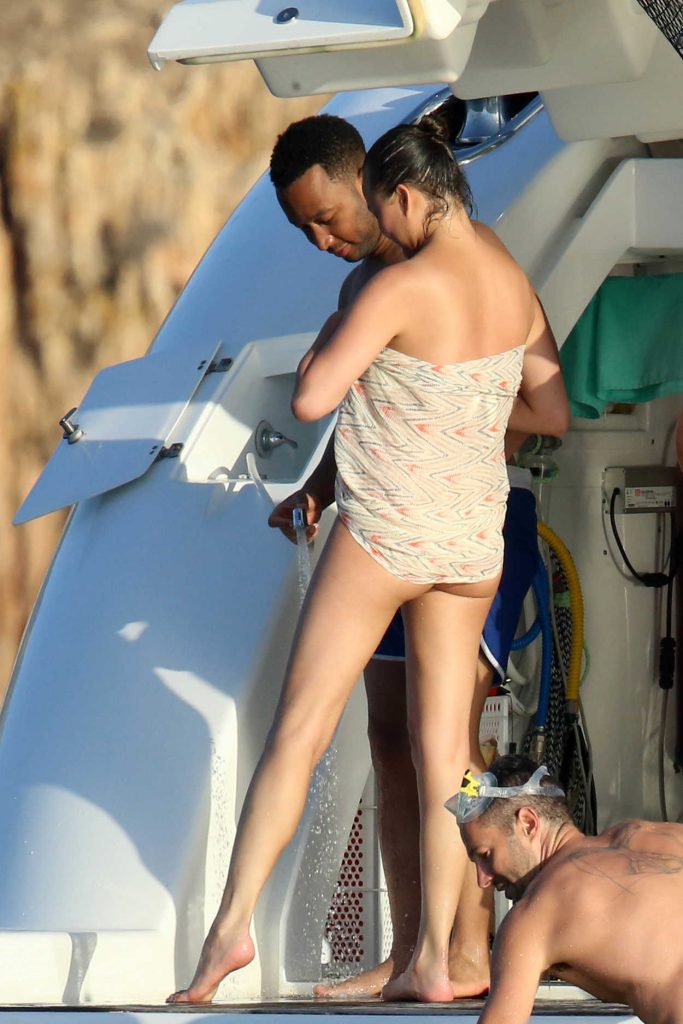 Chrissy Teigen in Bikini on a Yacht in Sardinia 08/30/2017-3