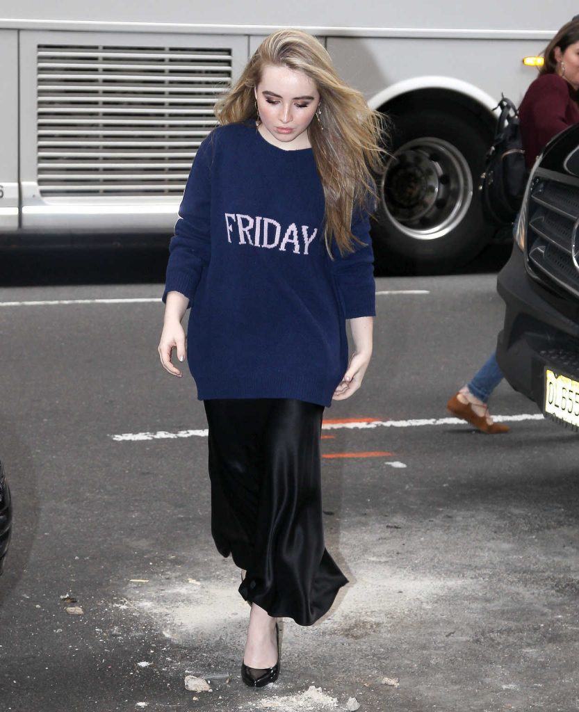 Sabrina Carpenter Arrives to TRL in Times Square in NYC 10/25/2017-3