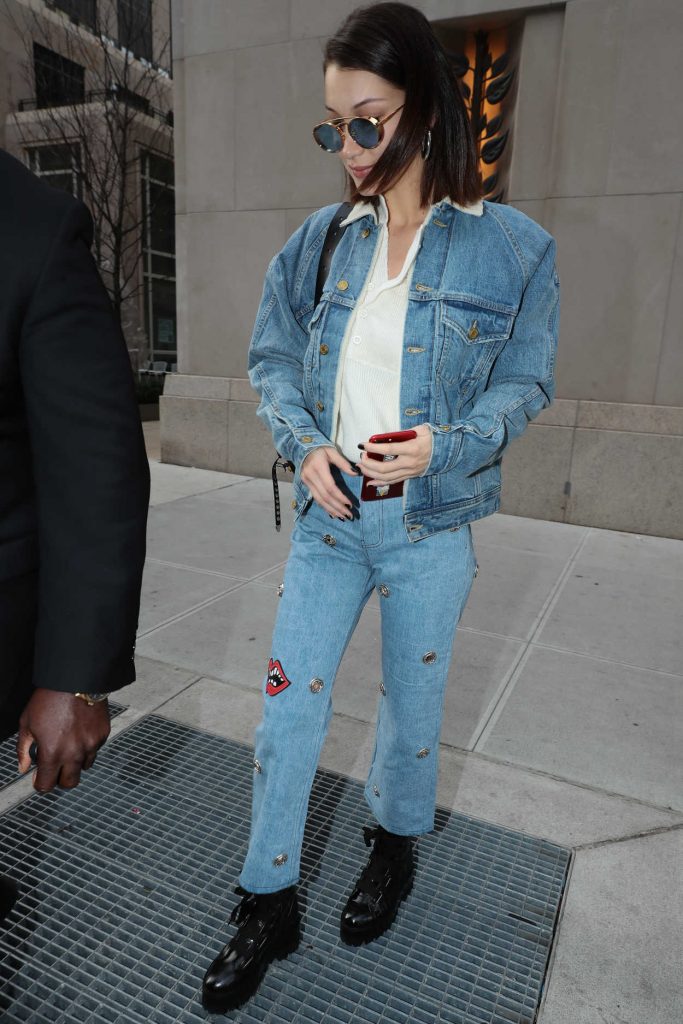 Bella Hadid Wears a Blue Denim Out in NYC 11/14/2017-3