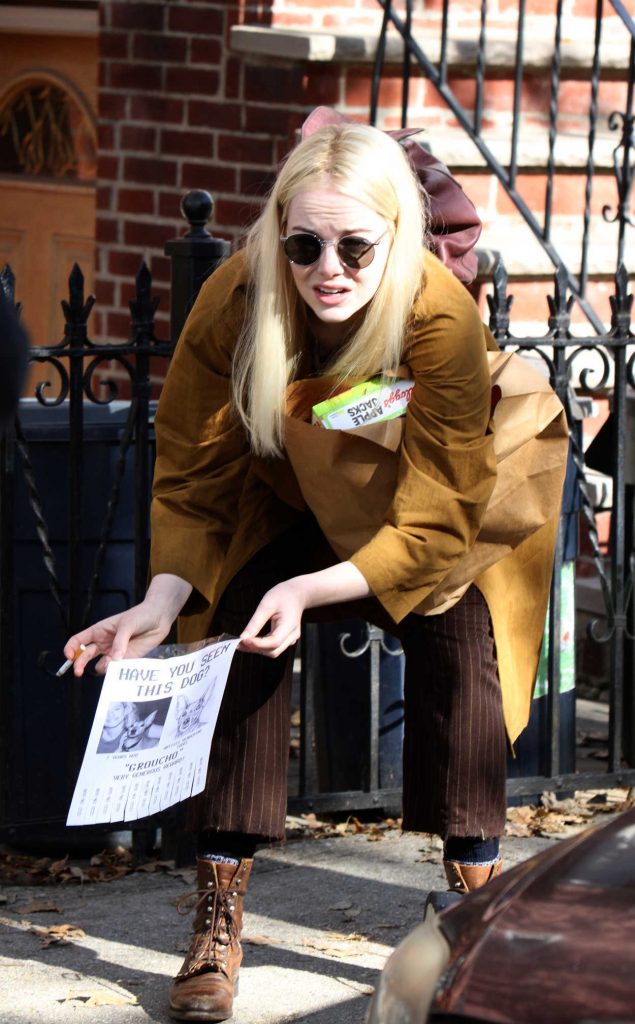 Emma Stone on the Set of Maniac in NYC 11/09/2017-3