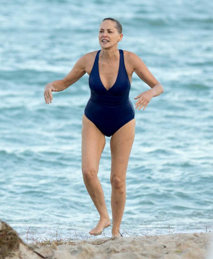 Sharon Stone at the Beach in Miami 11/03/2017-1