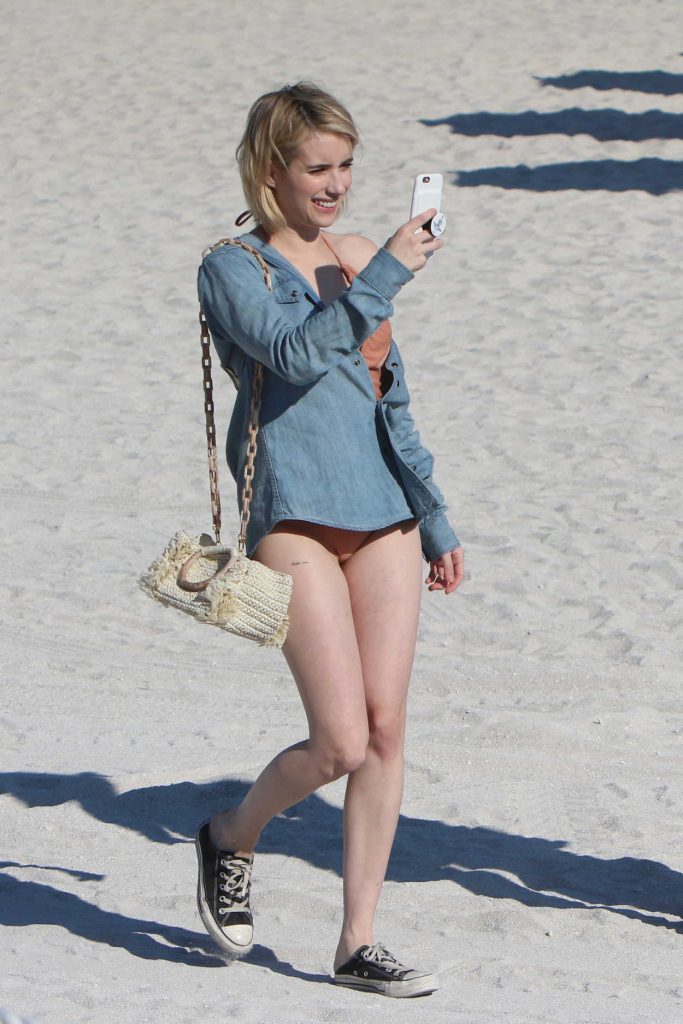 Emma Roberts at the Beach in MIami 12/13/2017-3