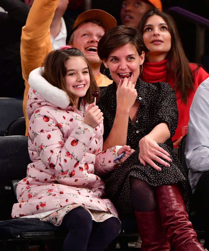 Katie Holmes at Oklahoma City Thunder Vs New York Knicks Game at Madison Square Garden with Suri Cruise in New York City 12/16/2017-1