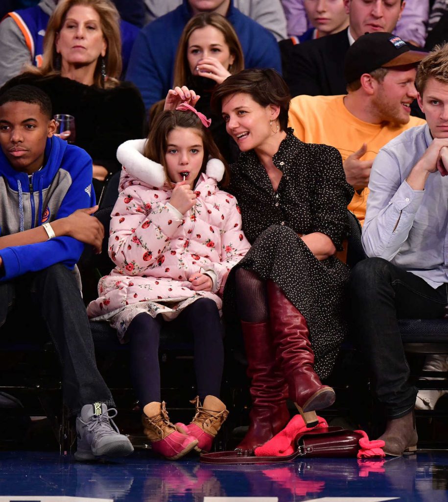 Katie Holmes at Oklahoma City Thunder Vs New York Knicks Game at Madison Square Garden with Suri Cruise in New York City 12/16/2017-3