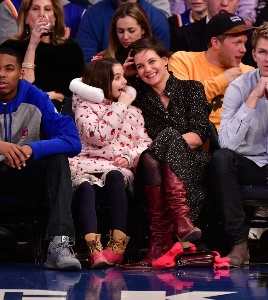 Katie Holmes at Oklahoma City Thunder Vs New York Knicks Game at Madison Square Garden with Suri Cruise in New York City 12/16/2017-4