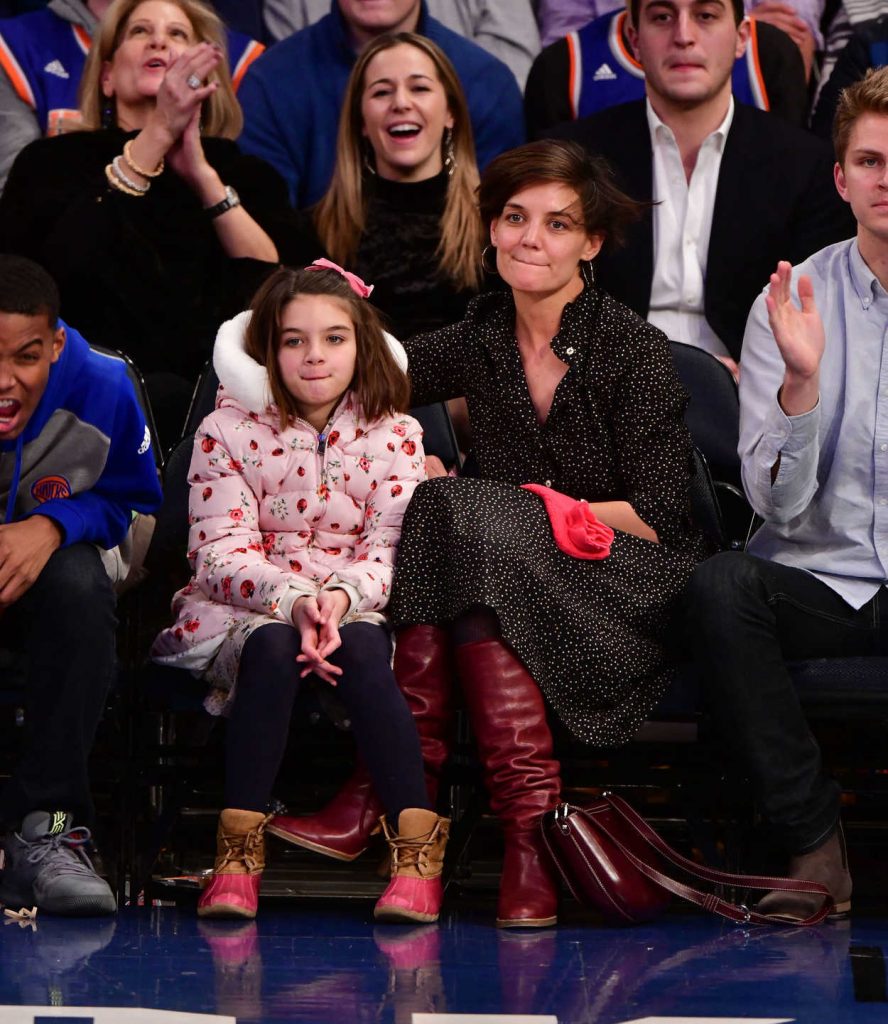 Katie Holmes at Oklahoma City Thunder Vs New York Knicks Game at Madison Square Garden with Suri Cruise in New York City 12/16/2017-5