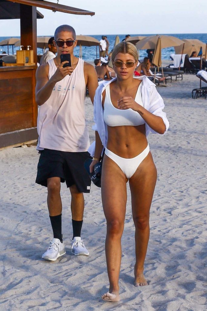Sofia Richie Wears a White Bikini at the Beach in Miami 12/08/2017-2