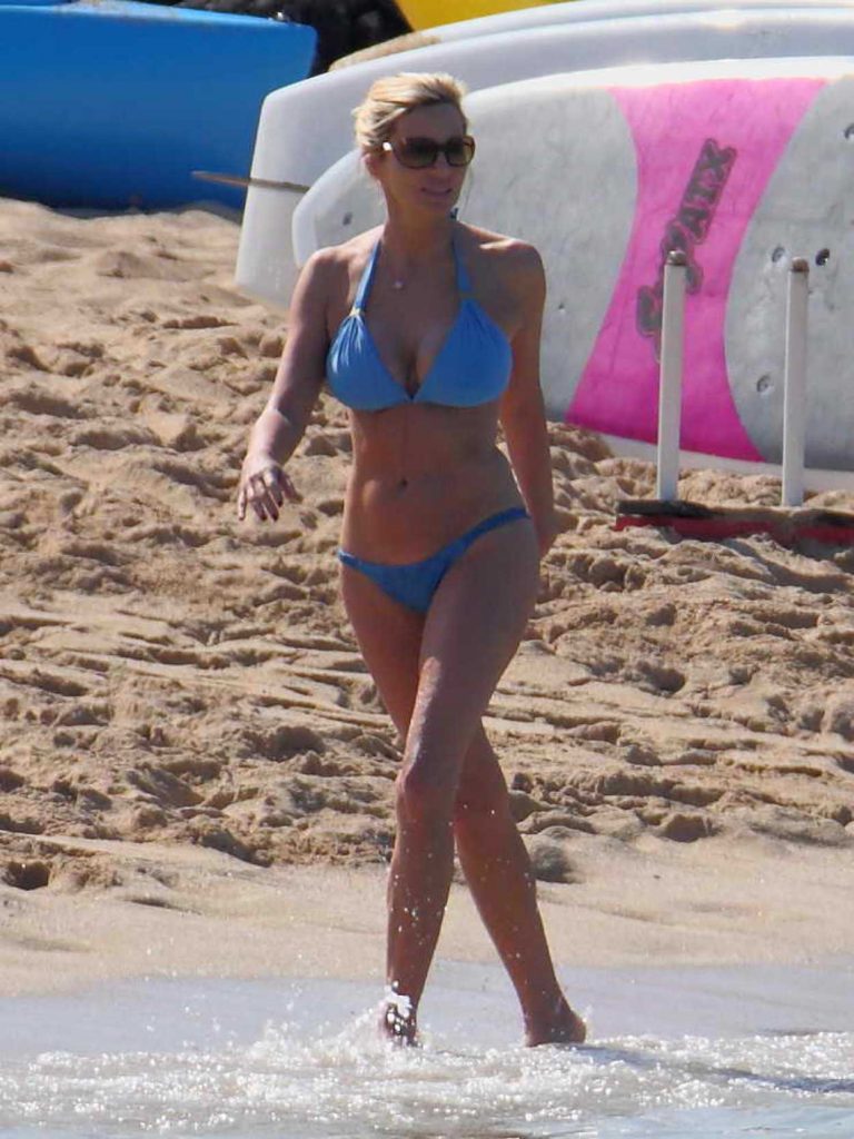 Camille Grammer Wears a Blue Bikini at the Beach in Hawaii 12/31/2017-3