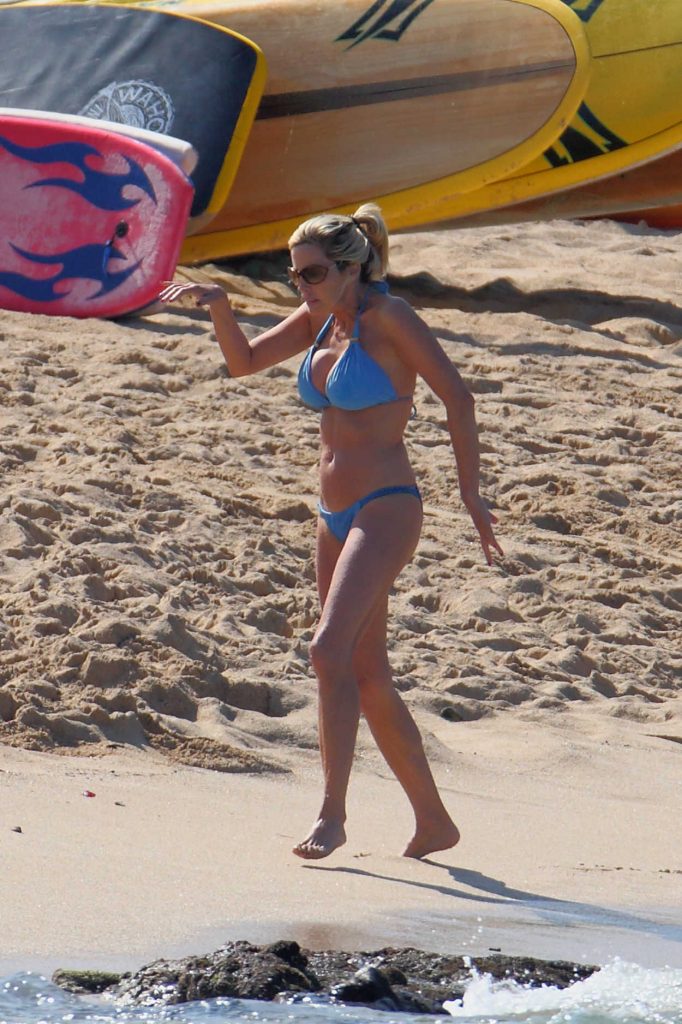 Camille Grammer Wears a Blue Bikini at the Beach in Hawaii 12/31/2017-5