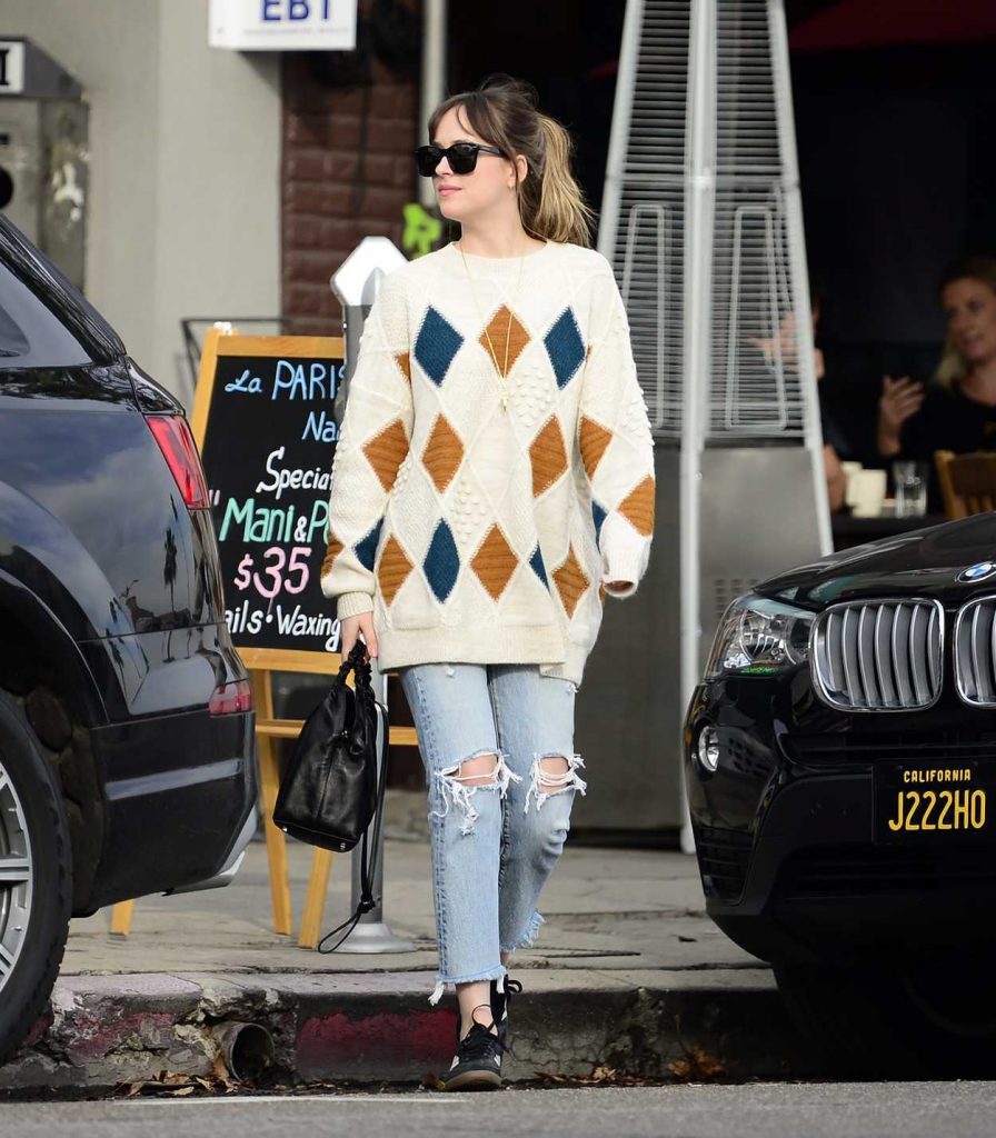 Dakota Johnson Wears Oversized Sweater Out in LA 01/17/2018-2