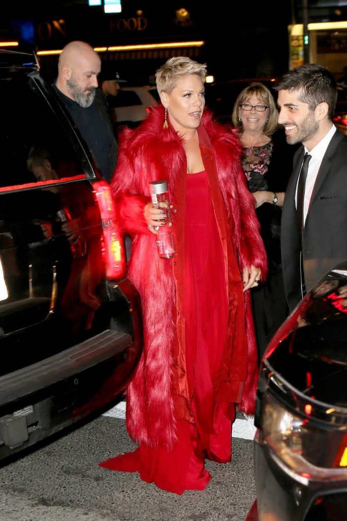 Pink Wears All Red as She Leaves Her Hotel in New York 01/27/2018-1