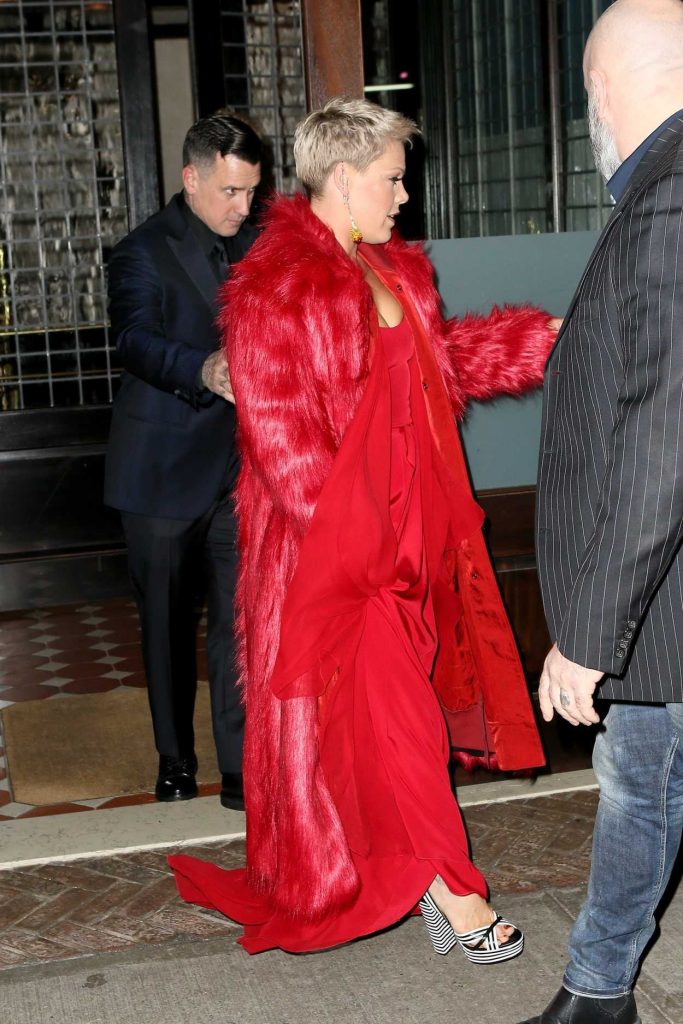 Pink Wears All Red as She Leaves Her Hotel in New York 01/27/2018-3