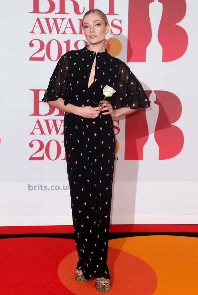 Clara Paget Attends the 2018 Brit Awards at the O2 Arena in London 02/21/2018-1