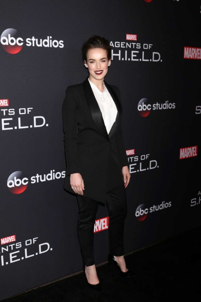 Elizabeth Henstridge at the 100th Episode Celebration of Marvel's Agents of S.H.I.E.L.D. in Hollywood 02/24/2018-1