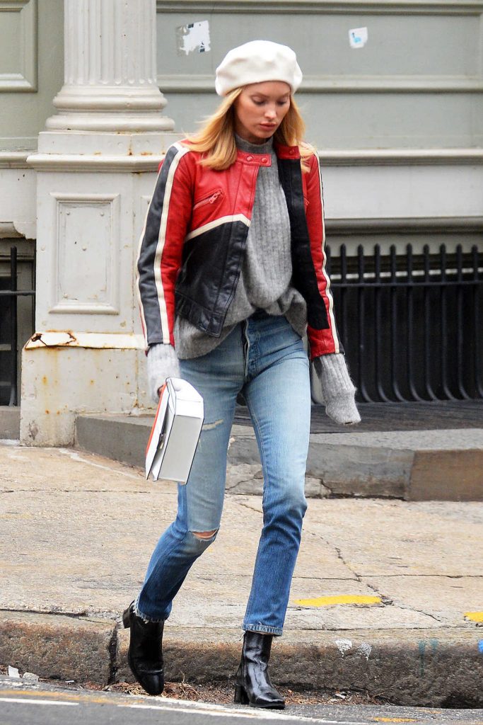 Elsa Hosk Wears a Ripped Jeans and Black Boots Out in NYC 02/16/2018-2