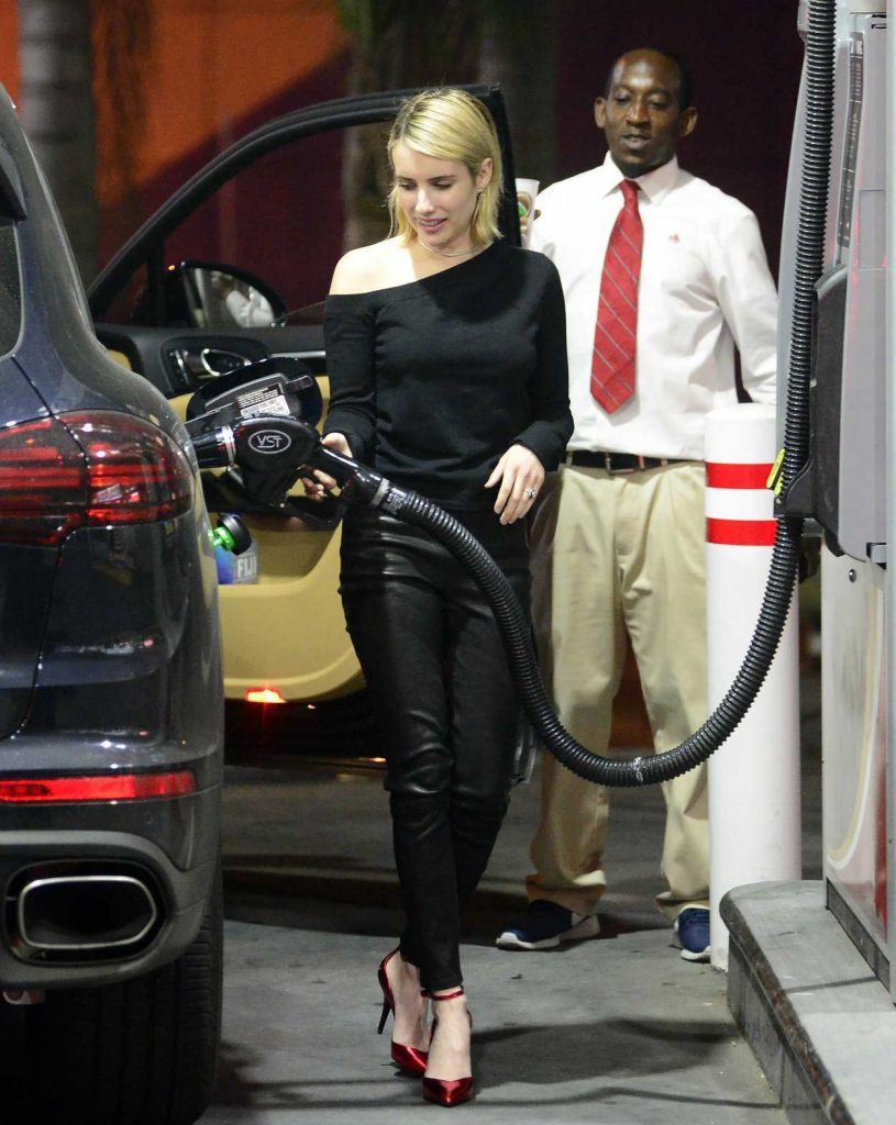 Emma Roberts Pumps Gas in LA 01/31/2018-1