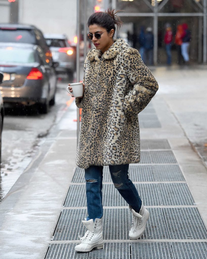 Priyanka Chopra Wears a Leopard Print Coat in New York City 02/07/2018-2