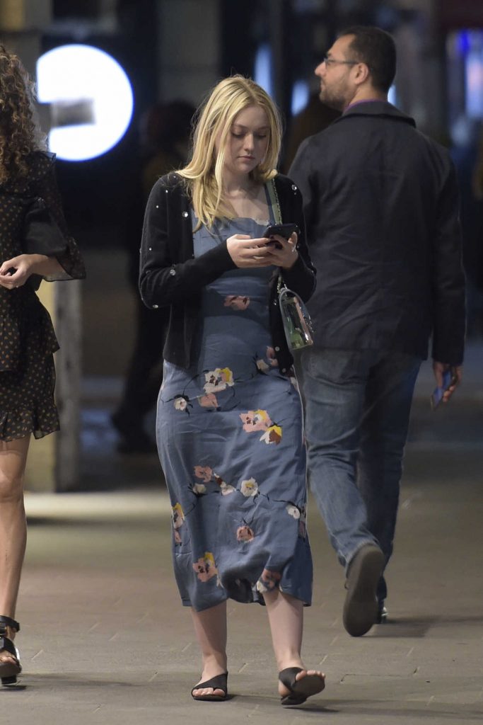 Dakota Fanning Goes for a Night Walk with a Friend in Rome 04/19/2018-2