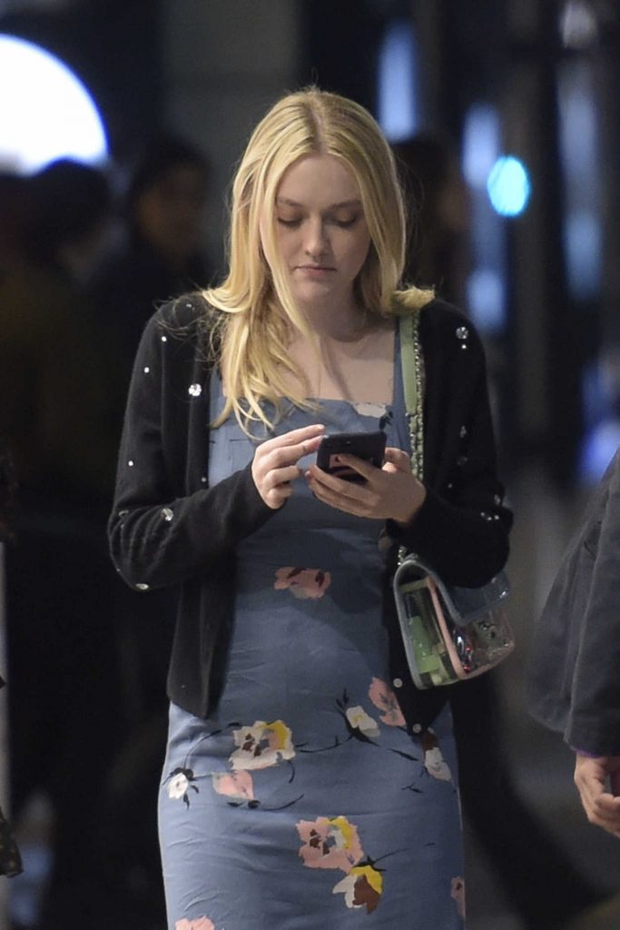 Dakota Fanning Goes for a Night Walk with a Friend in Rome 04/19/2018-3