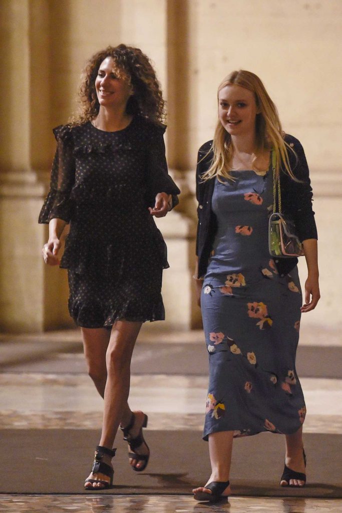 Dakota Fanning Goes for a Night Walk with a Friend in Rome 04/19/2018-4