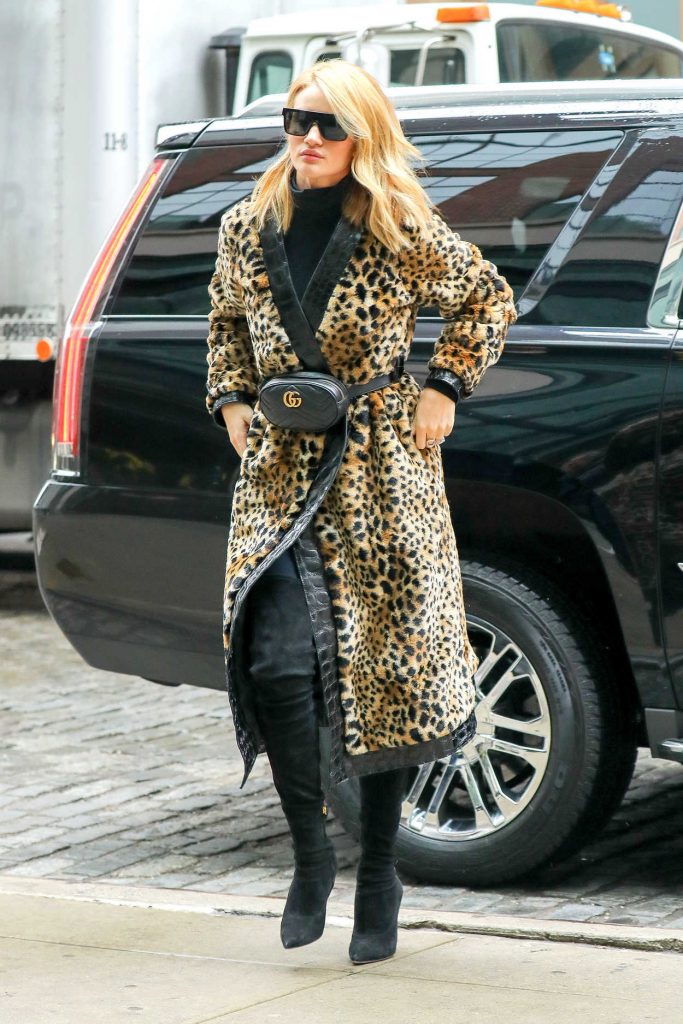 Rosie Huntington-Whiteley Wears a Fur Coat Out in New York City 03/30/2018-4