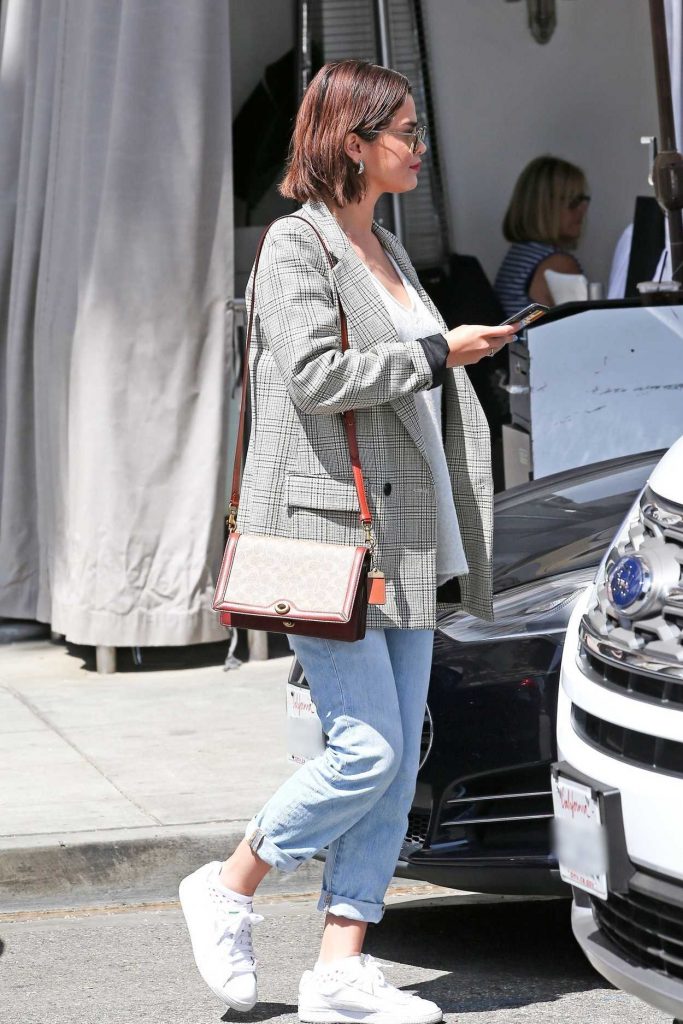 Selena Gomez Wears a Plaid Jacket and Blue Jeans Out in Beverly Hills 03/30/2018-2